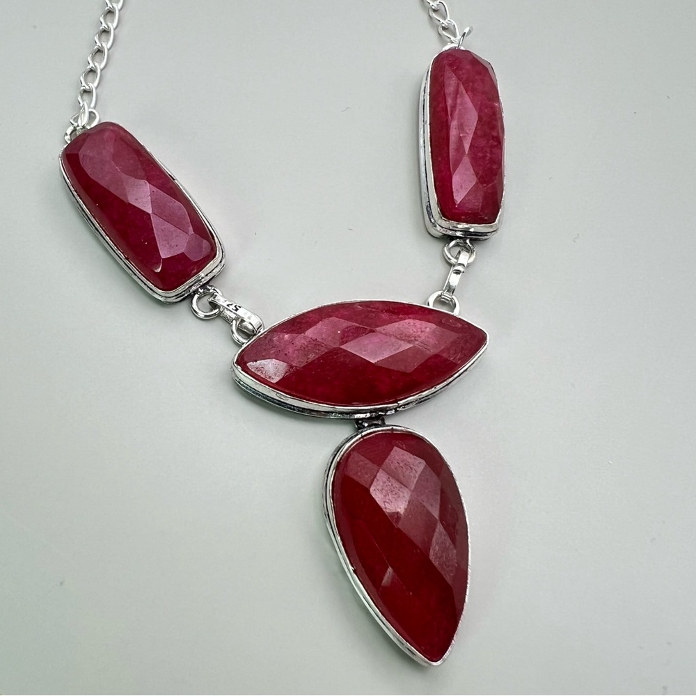 New Enhanced Red Ruby Faceted Multi Cluster Stone… - image 7